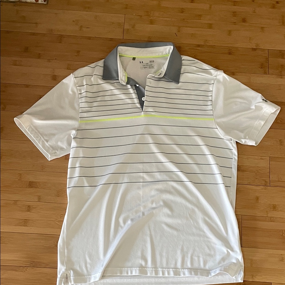 Under Armour White and Gray Polo Shirt